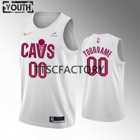 Kinder NBA Cleveland Cavaliers Trikot Benutzerdefinierte Nike 2022-23 Association Edition Weiß Swingman